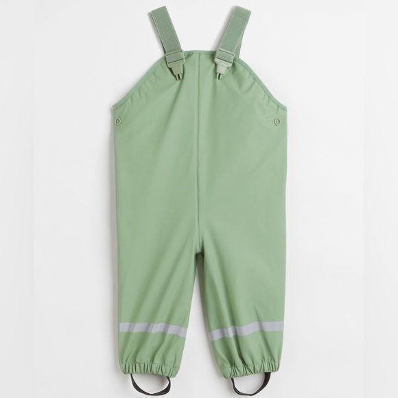 H&M Bottoms Waterproof Rain Pants With Suspenders In Olive Green